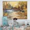 Designart - Stream in Forest Oil Painting - Landscape Painting Framed Canvas Print